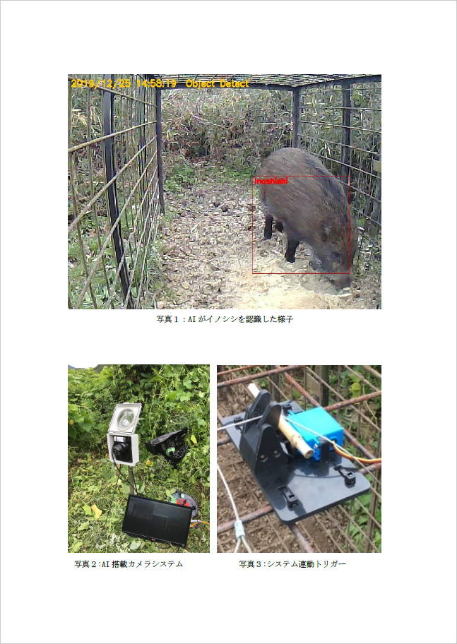 獣害対策用画像認識AIシステム搭載イノシシ成獣のみ捕獲するワナと通信システムを実用化
